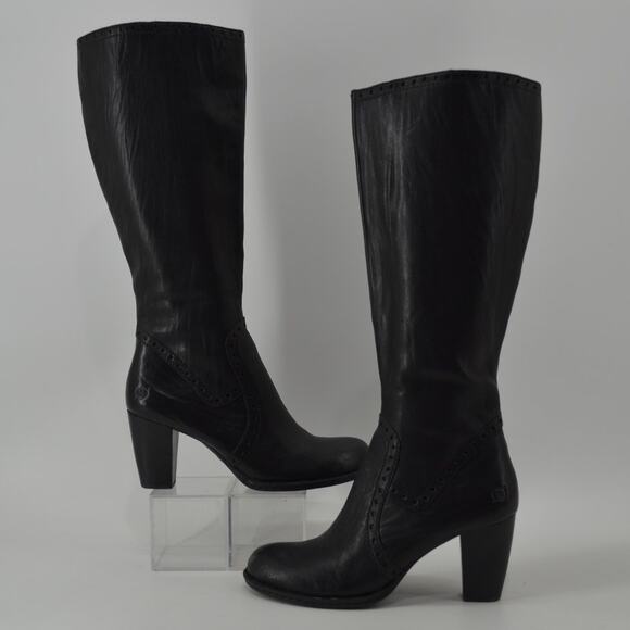 Born W31646 Tatiana Black Boots Leather Zip Women's Size 10 - Picture 2 of 15